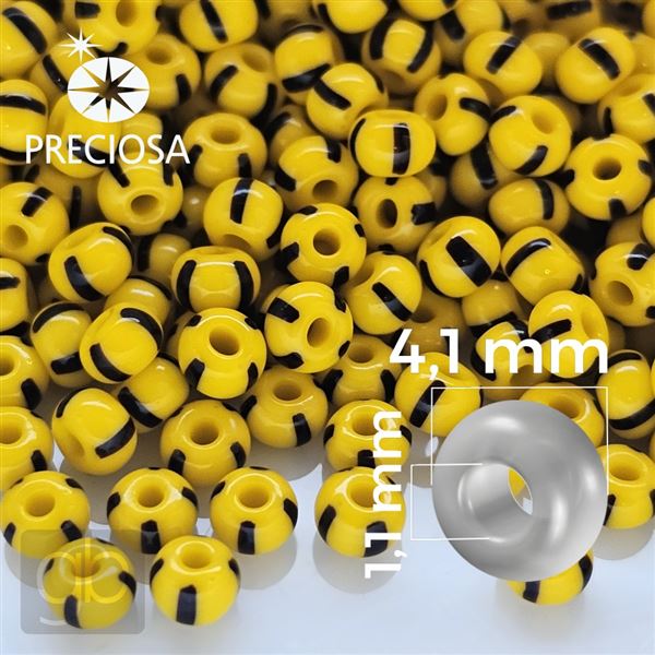 Preciosa STRIPED Seed beads 6/0 4,1 mm Yellow Black 83490 20 g