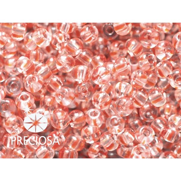 Preciosa STRIPED Seed Beads 6/0 4,1 mm Clear Red 00890 20 g