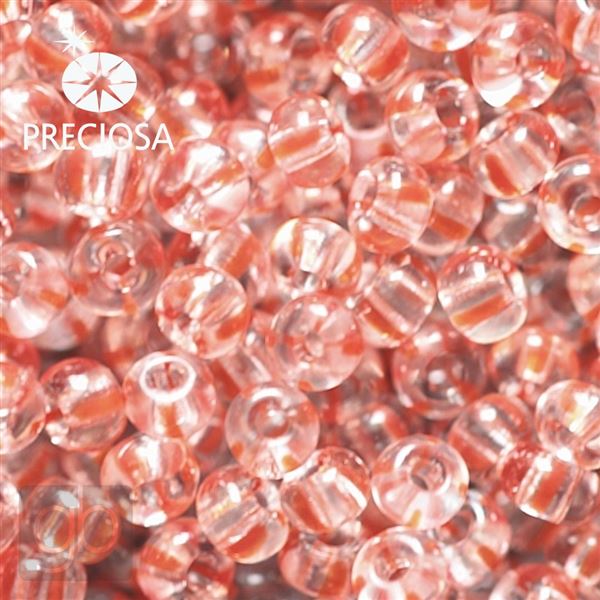 Preciosa STRIPED Seed Beads 6/0 4,1 mm Clear Red 00890 20 g