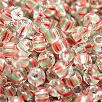 Preciosa STRIPED Seed beads 6/0 4,1 mm Clear Red Green 00951 20 g