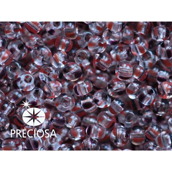 Preciosa STRIPED Seed Beads 6/0 4,1 mm Clear Red Black 00980 20 g