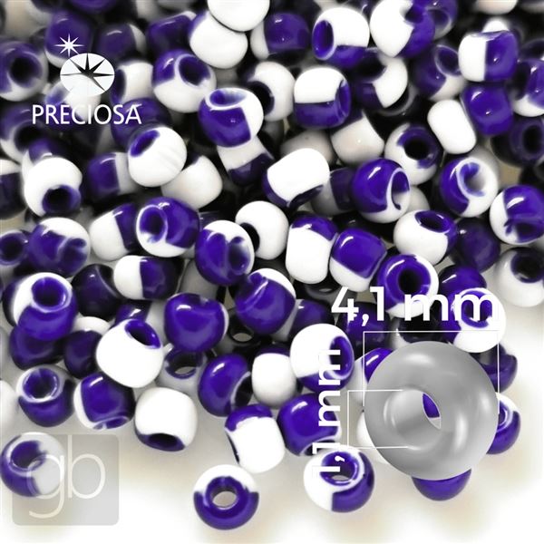 Preciosa Seed Beads HARLEQUIN 6/0 4,1 mm Blue White 03730 20 g