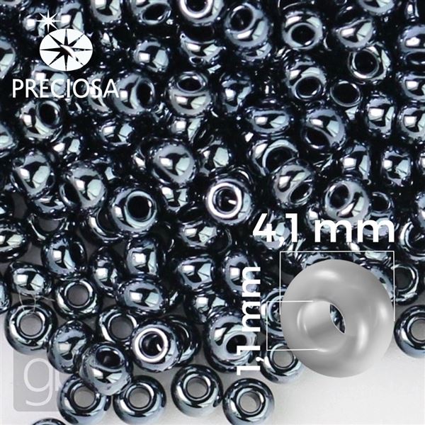 Preciosa Seed beads 6/0 4,1 mm Hematit Grey 49102 50 g