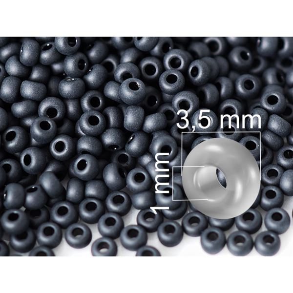 Preciosa Seed beads 7/0 3,5 mm Black MATT (23980) 50 g