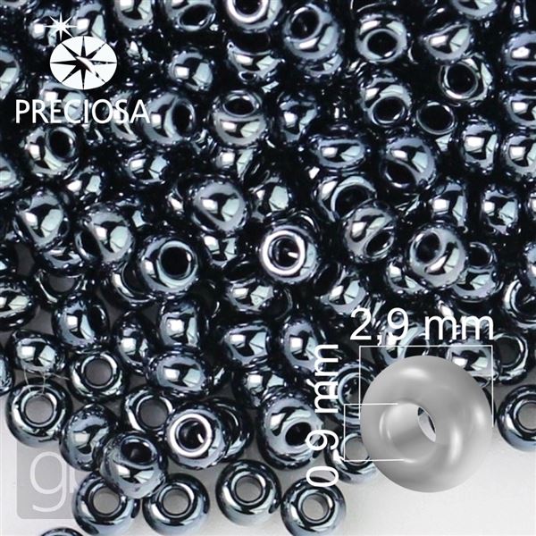 Preciosa Seed beads 8/0 2,9 mm Grey HEMATITE 49102 50 g