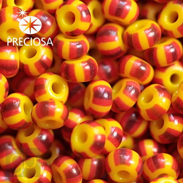 Preciosa STRIPED Seed Beads 8/0 2,9 mm Yellow Red Brown 83910 50 g