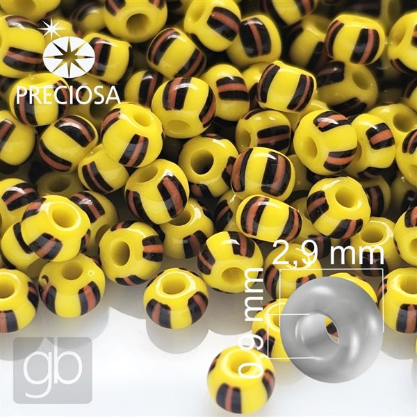 Preciosa STRIPED 8/0 2,9 mm Yellow Red Brown 83950 50 g