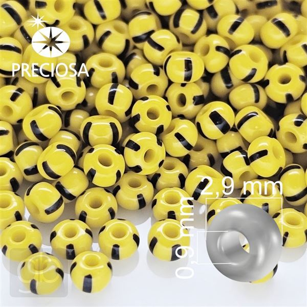 Preciosa STRIPED 8/0 2,9 mm Yellow Black 83500 50 g