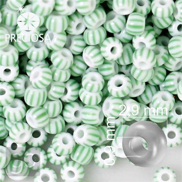 Preciosa STRIPED 8/0 2,9 mm Green White 03851 50 g