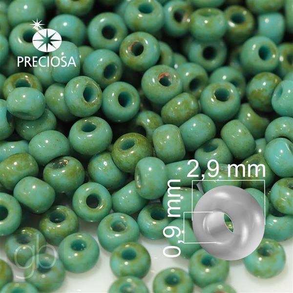 Preciosa Seed beads 8/0 2,9 mm Green Travertin 69130 50 g