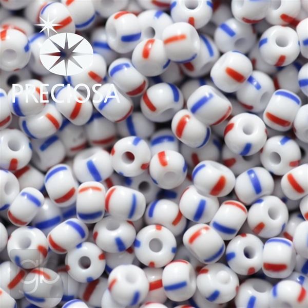 Preciosa STRIPED Seed Beads 9/0 2,6 mm Red Blau 03930 20 g