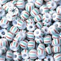 Preciosa STRIPED Seed Beads 9/0 2,6 mm Red Green 03951 20 g