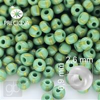 Preciosa STRIPED Seed Beads 9/0 2,6 mm Yellow Green 53800 20 g