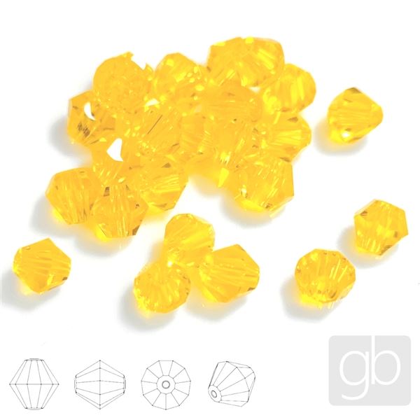 Bicone Rondele beads 4 mm Yellow 25 pcs. SL_F4_111