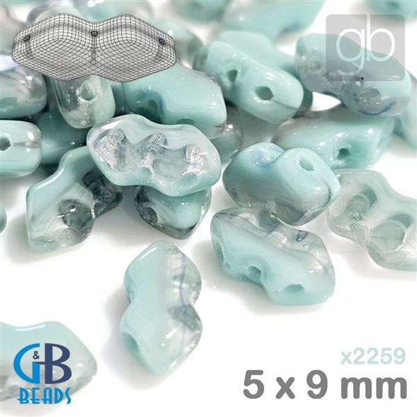 SPEAR BEADS 5 x 9 mm Turquoise Clear x2259 25 pcs