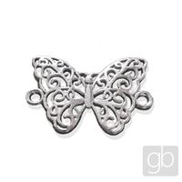 Connector 20 x 14 mm Ant. Silver Butterfly