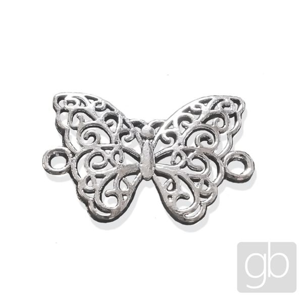 Connector 20 x 14 mm Ant. Silver Butterfly