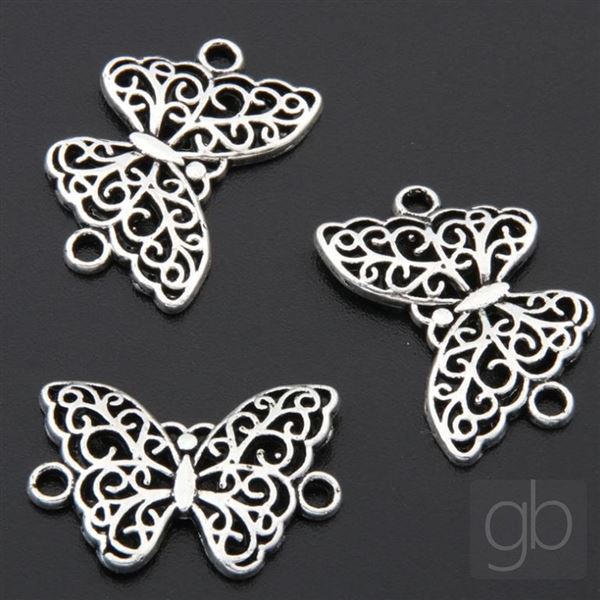 Connector 20 x 14 mm Ant. Silver Butterfly