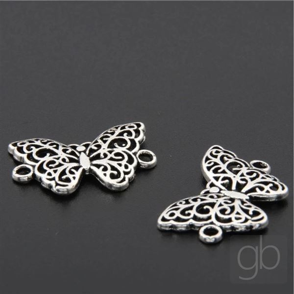 Connector 20 x 14 mm Ant. Silver Butterfly