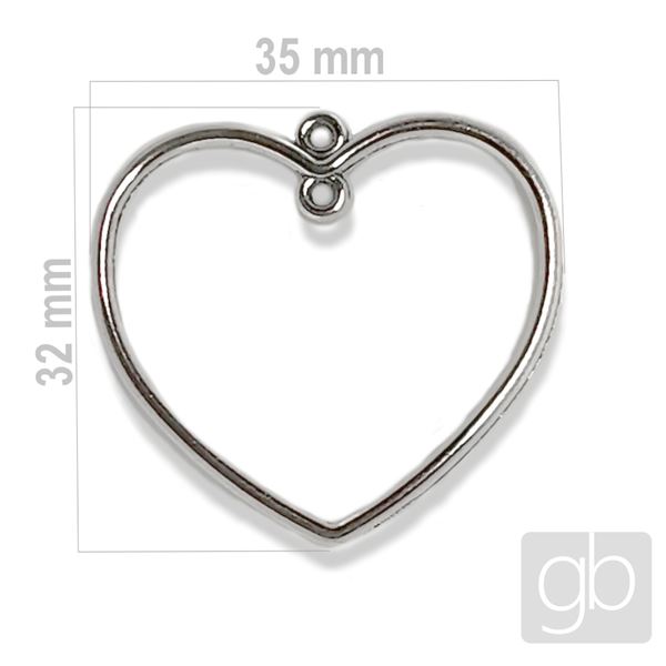 Connecting piece Heart 32 x 35 mm Silver