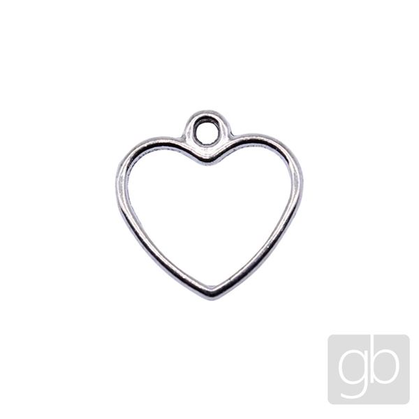 Heart connector 14 x 13 mm 1 pc Silver