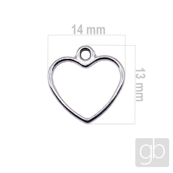 Heart connector 14 x 13 mm 1 pc Silver