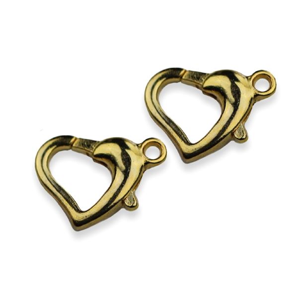 Closing carabiner heart 10 x 14 mm Gold