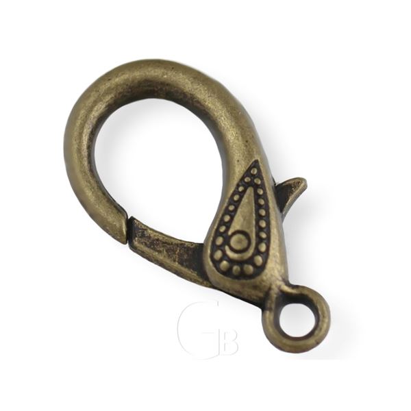 Carabiner jewelery fastening 30 x 17 mm Old brass