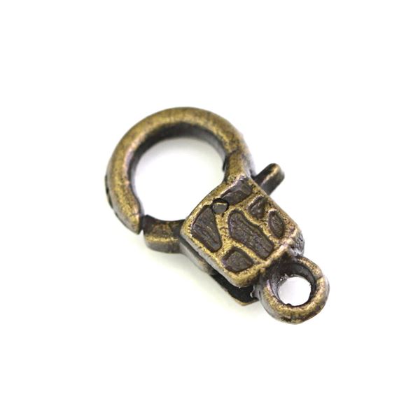 Fastening carabiner old brass 18 x 10 mm ZAP0186